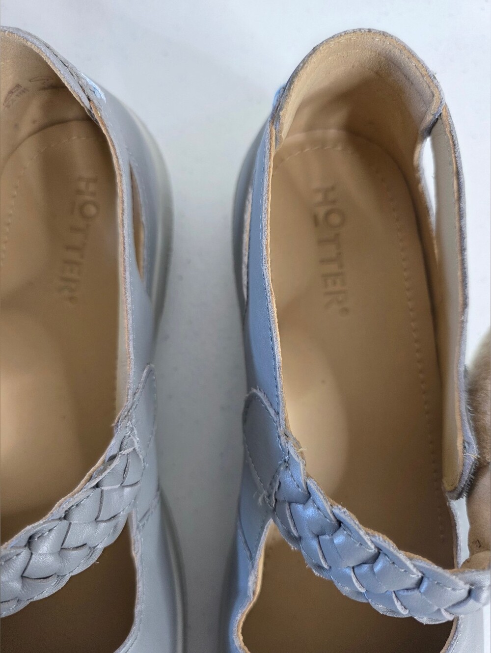Hotter Shake II Leather Shoes Size 9.5 Gray Mary Jane Style Comfort Walking - Picture 8 of 14